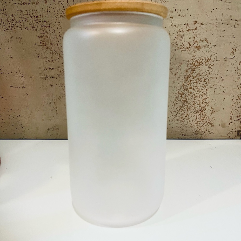 Frosted Glass Jar with Bamboo Lid - Picture 3 of 3